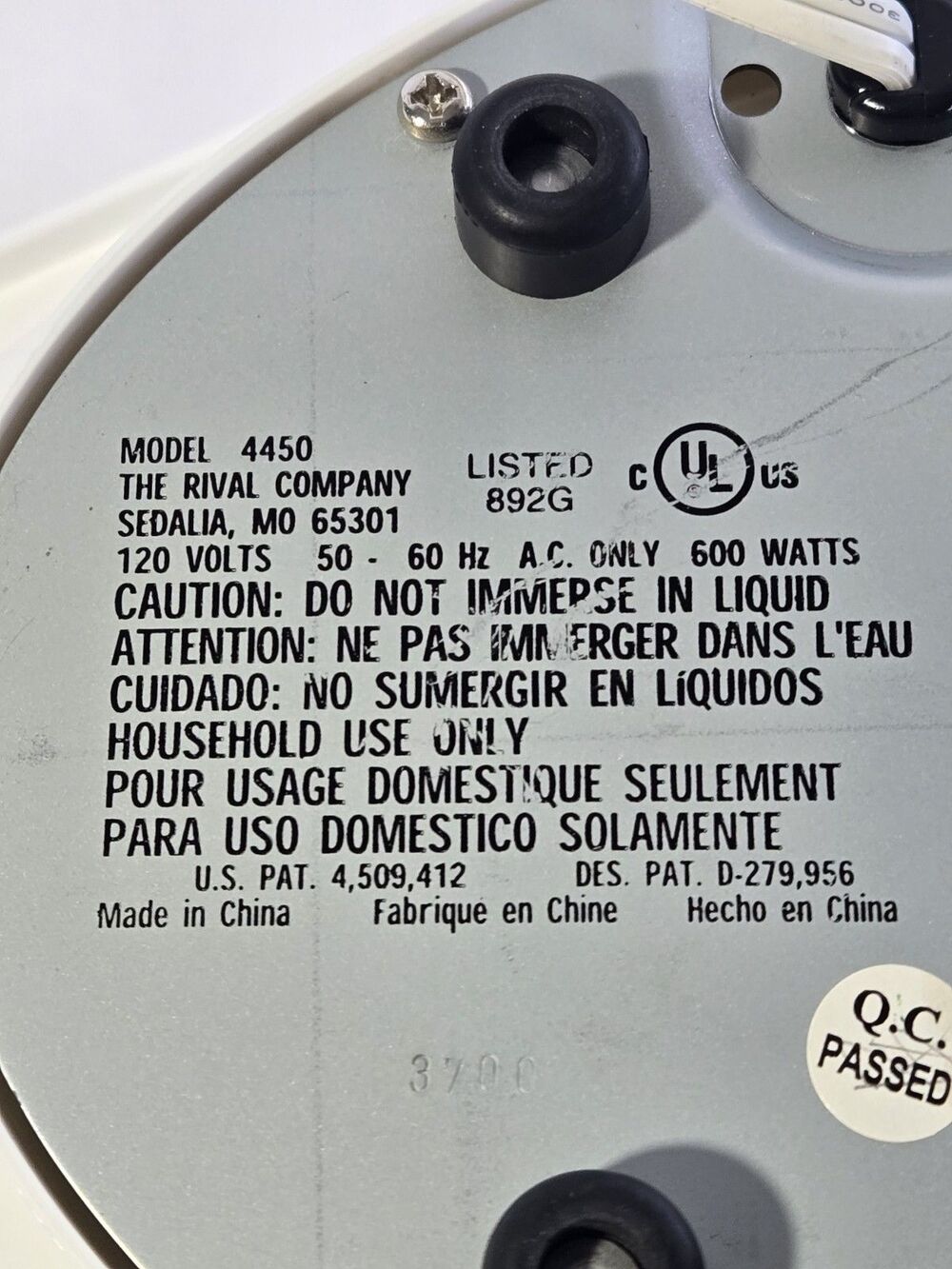 Vintage Rival Automatic Steamer Rice Cooker Model 4450 Tested Working Complete - Picture 6 of 6